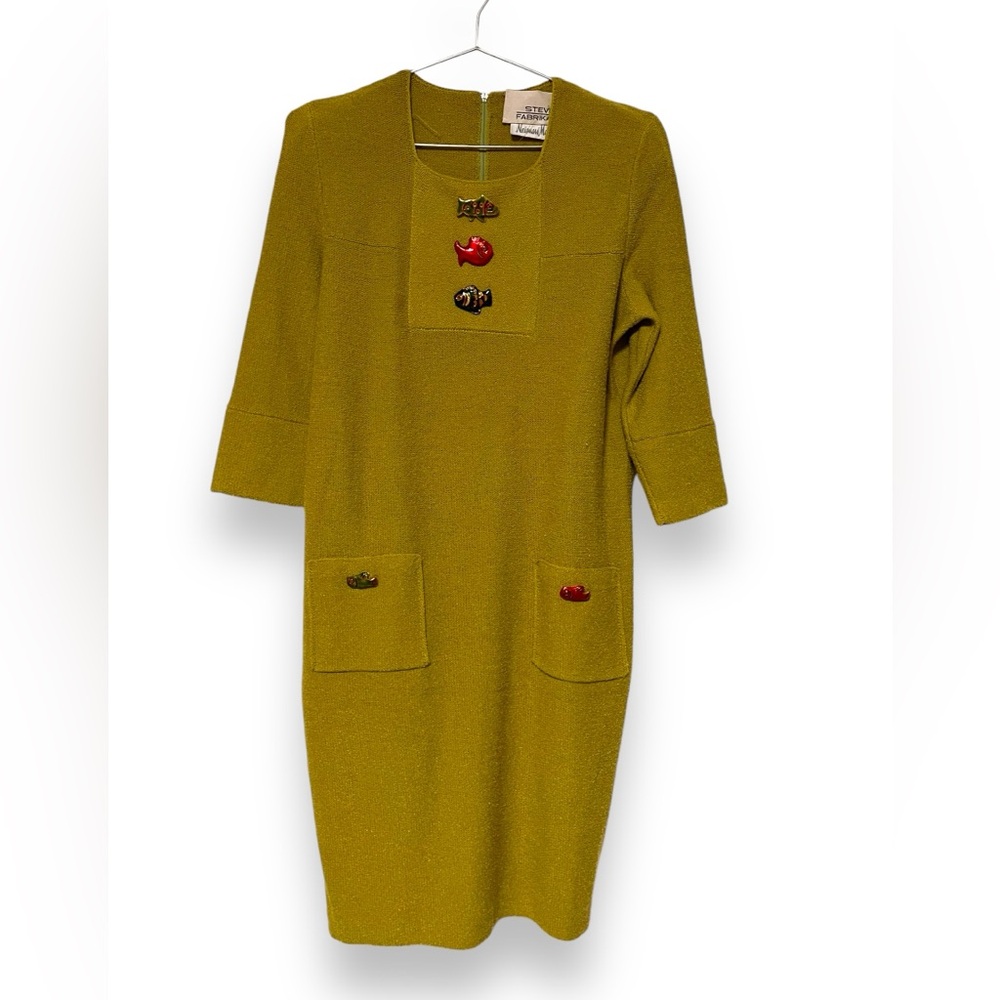 Vintage Steve Fabrikant at for NEIMAN MArcus Knit fish dress - Picture 3 of 17